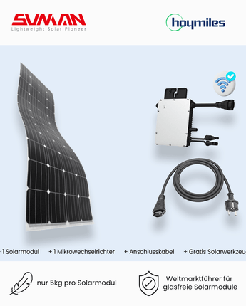 SOLAR THE WORLD® Ultra Light - Balkonkraftwerk-Set mit 1 flexiblem Modul (310W)